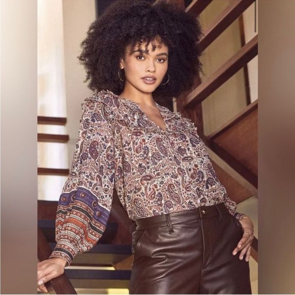 Cleobella Women Blouse V-neck Boho Cotton Organic Oversized Top Sz XS - Picture 4 of 14